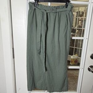 Jules & Leopold Sage Green Paperbag Waist Crop Wide Leg Pants Large Coastal